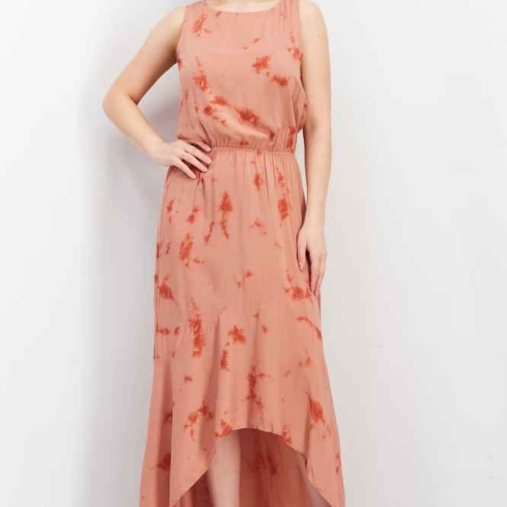 NWT NEW BB Dakota High Low Maxi Dress - Clay Red Tie Dye - Medium